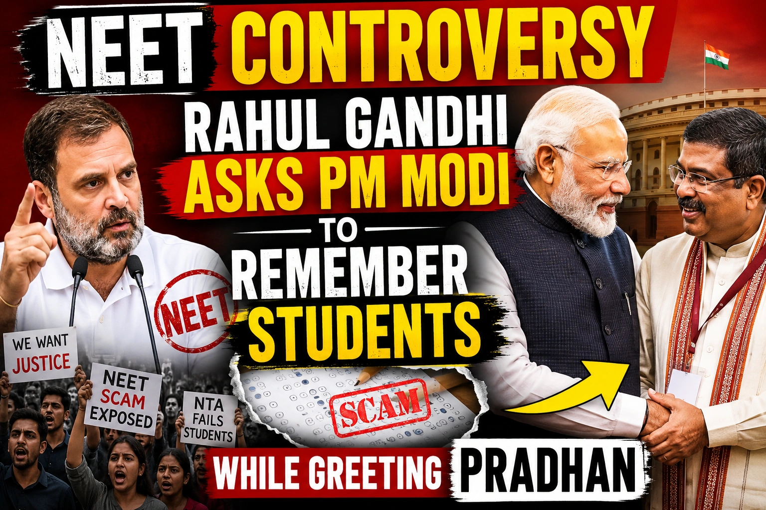 NEET Controversy: Rahul Gandhi Asks PM Modi to Remember Students While Greeting Pradhan